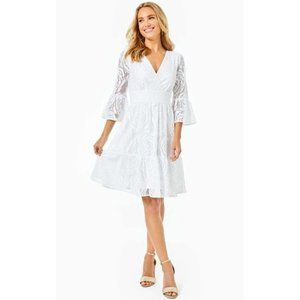 Lilly Pulitzer Cecelia Dress in Resort White Bungalow Blossom Lace - Size 16